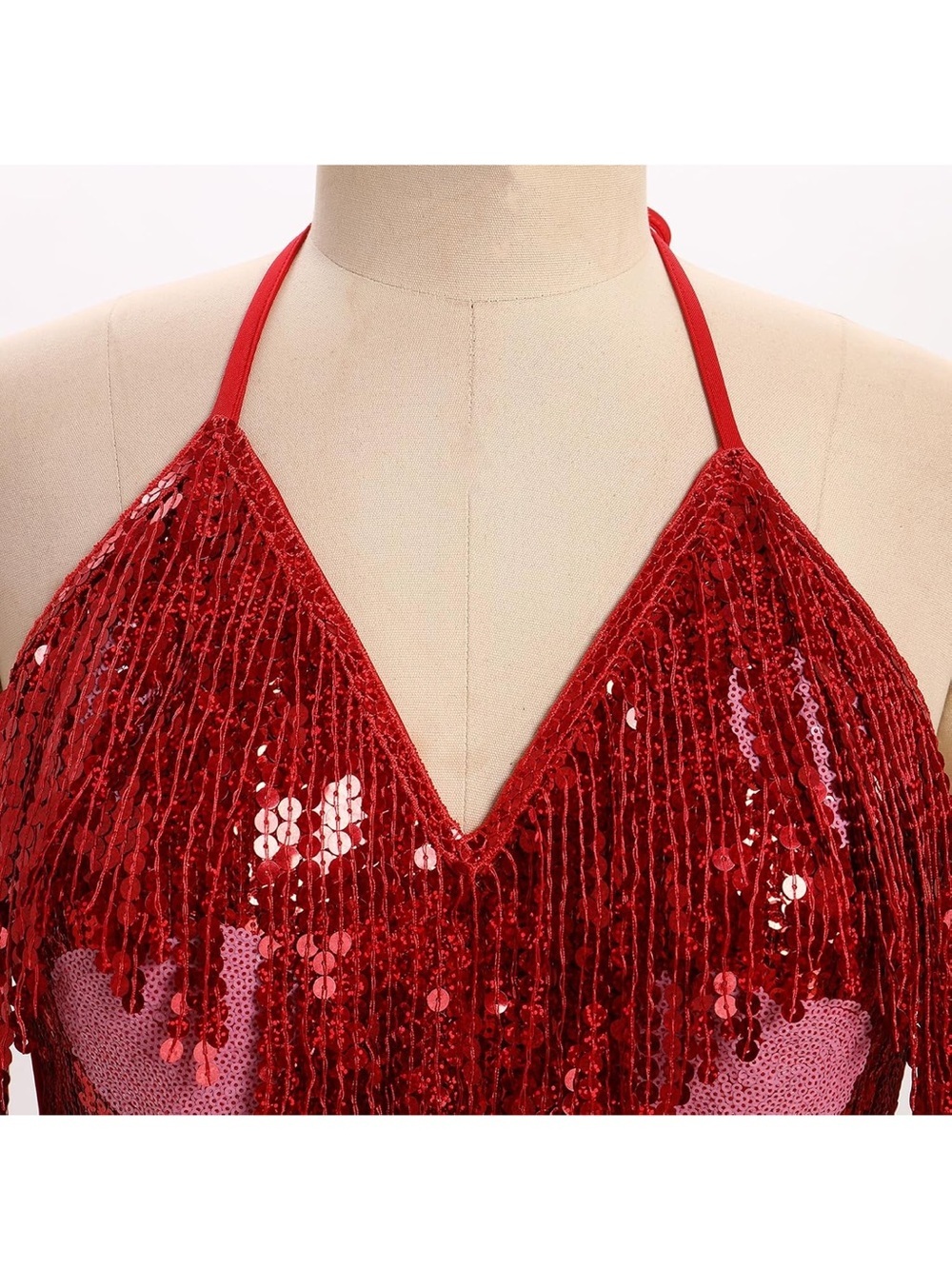 WEMEK Sequin Sparkle Stars Fringes Bodysuit Leotard Rave Outfit for Women - Picture 4 of 15